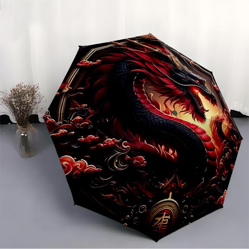 1pc Dragon Symbol Automatic Umbrella - Automatic Opening And Closing, Sturdy Iron Frame, Formal Occasions Yy251018162
