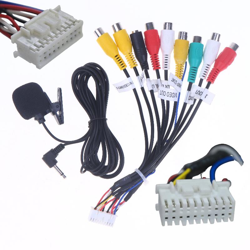 1/2 stk. Mikrofon 20-pins RCA-kabel Bilradio 3,5 mm Mikrofon Subwoofer-ledninger til Android Stereo Output Subwoofer-sæt