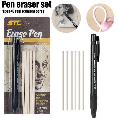 Automatic Pen Style Hard Highlight Sketching Rubber Pens 1 Set With Replaceable Core Sketching Painting Writing Erase Supplies
