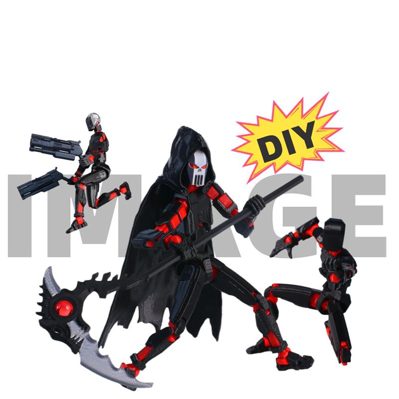T13 New Action Figure Set 3D Printed Multi-Jointed Movable Titan 13 Dummy Lucky 13 Mobile Robo for Game Lovers Toy Black Red