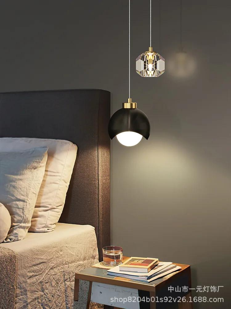 Modern Simple Crystal Pendant Light Luxury Bedroom Bedside Hanging Lamp Nordic Minimalist Long Line Living Room Home Decor