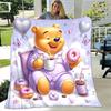 1pc Winnie Printing Blanket - Soft, All-Season Throw for Living Room, Bedroom,Personalized Gift with Adorable Cartoon Design