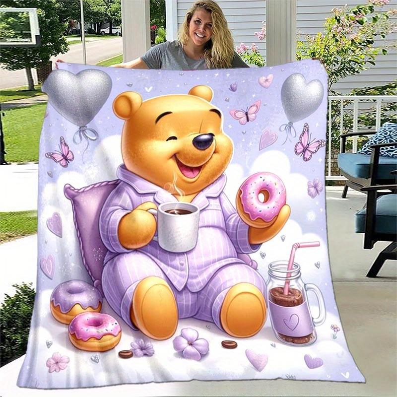 1pc Winnie Printing Blanket - Soft, All-Season Throw for Living Room, Bedroom,Personalized Gift with Adorable Cartoon Design