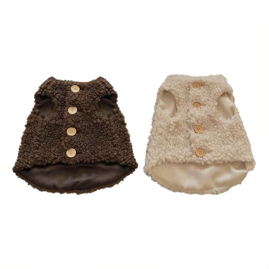 Fluffy Cat Vest Warm Sleeveless Winter Coat Pet Apparel Button Closure Kitten Puppy Outfit for Outing Daily Wear Party Costume Photography