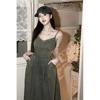 Vintage Denim Suspender Dress With Knit Fabric For Summer Casual Wear