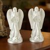 Retro Desktop Figurine 3D Printed Angel Statue, Vintage Desk Ornament with Flowing Robe & Anti-Yellowing Tabletop Decor Wing, Matte Finish