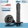 Black Phillips Flat Head Self-Tapping Screws with Washer, 410 Stainless Steel, 4.2M-4.8 Size.