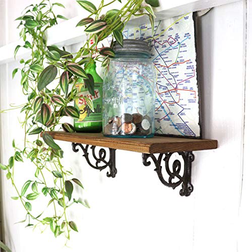 Set of 2 Antique Iron Shelf Brackets, Small Size (kjj0137set) for DIY Decor