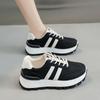 New Style Striped Large Women Thick Sole Board Shoes Front Lace Up Small White Shoes Low Top Casual Sports Sneakers Women