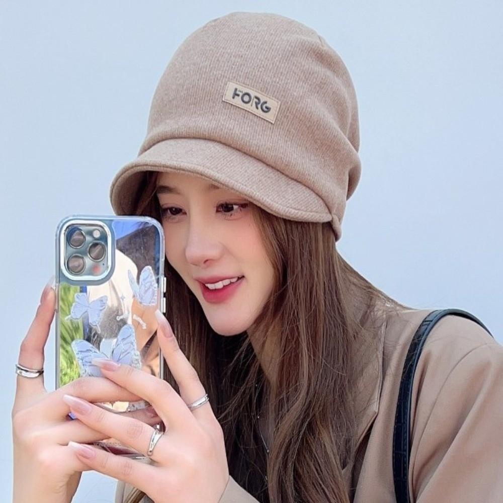 Casual Wide Brim Caps Solid Color Ear Protection Cap Fashion Warm Hat Autumn Winter