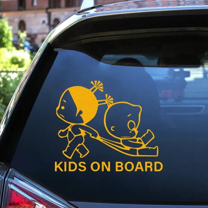 Car Body Window Windshield Creative Vinyl Decal Sticker Kids On Board Safety Warning Sign Decoration Auto Exterior Accessories