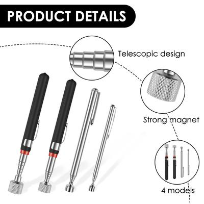 Outil de ramassage magnétique Portable Télescopique Tige magnétique Acier inoxydable Ramassage Écrou Boulon Aimant Bâtonnet Attrapeur Vis Outil Aimant