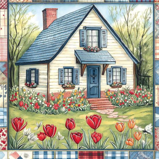 500Pcs/Set Vintage Collage Jigsaw Puzzle Patchwork Bloom House Puzzle Challenge Game Educational Paper Puzzle Toy Holiday Home Decoration