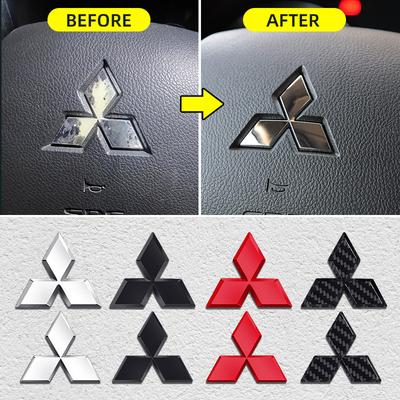 Emblema Adesivo Centrale Volante Auto in ABS per Mitsubishi ASX Ralliart Lancer Cordia Pajero Outlander Eclipse L200 EVO