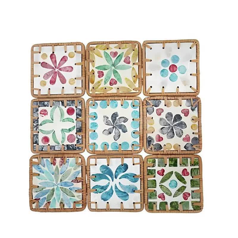 

Natural Shell & Rattan Coaster Set (2-Pack)