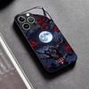 Red Maple Leaves Under a Full Moon Black Glass Case For iPhone 17 16 Pro Max 15 Pro 14 Pro 13 Pro Anti Drop Protective Shell
