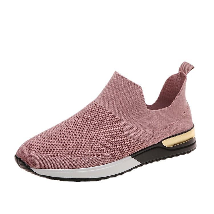 Handel zagraniczny 2025 popularne sportowe dzianinowe buty z siateczki damskie europejskie i amerykańskie duże rozmiary lekkie i wygodne wszechstronne buty na co dzień