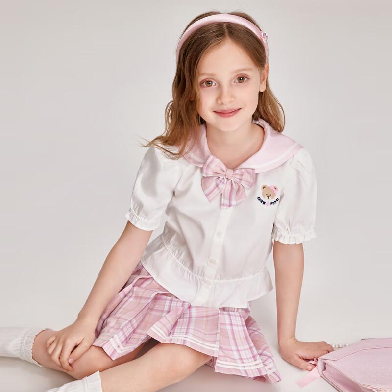 

Літній комплект для дівчинки PawinPaw: топ з коміром-стійкою та плісирована спідниця 90