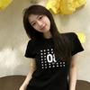 Summer New Round Neck Front Shoulder Short Sleeve Women's Clothing Niche Digital Sports Style Design Sense Casual Versatile Top T-shirt