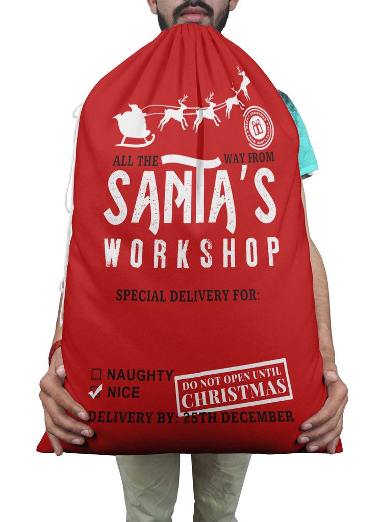 Printtoo Pack Of 2 Pcs Xmas Presents Storage Bags Large Santa Gift Sack With Drawstring Christmas Party Favor 27x20 Inch