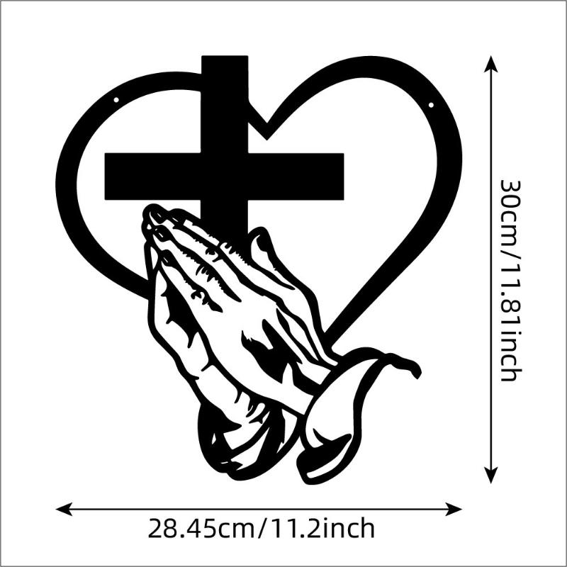 

1Pcs Metal Heart Cross Silhouette Crafts Geometric Iron Wall Decoration Home Outdoor Garden Decoration