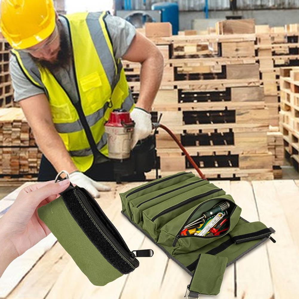 Multifunctional Roll Up Tool Bag Large Capacity Oxford Hanging Tool Bags Wear-Resistant Electrician Hardware Tools Organizer