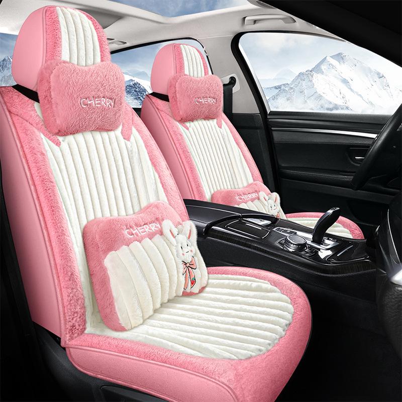 

Зимняя подушка на автомобильное сиденье из короткого плюша - Теплая, Утолщенная, Полное покрытие с мультяшным дизайном Богини для осени и зимы Standard Edition - Sky Blue