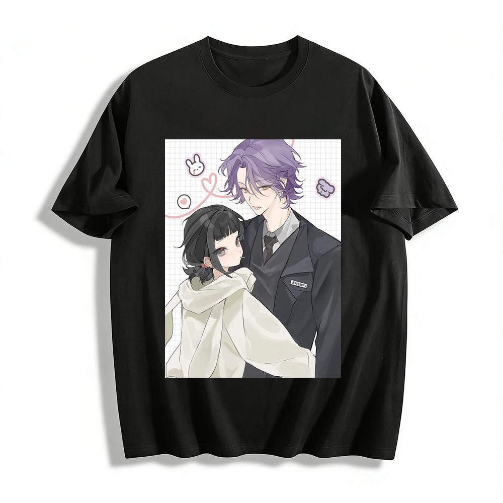 

Sweet Cool Anime Couple Print Hoodie Trendy Cute CP Style Loose Casual Top For Men Women Pure cotton T-shirt XXS