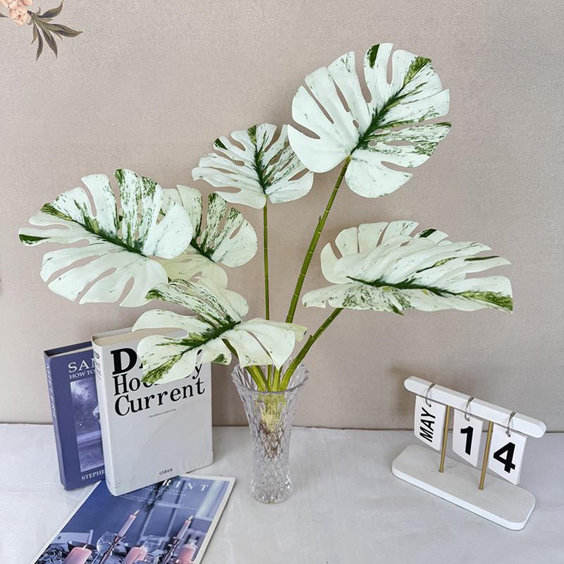Green Leaf Artificial Plant Decor For Home Living Room Background Wall With Realistic Texture