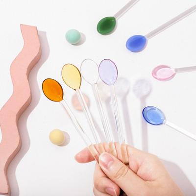 Coffee Mixing Spoons Colored Transparent Glass Juice Stirring Spoons Household Kitchen Tableware Supplies