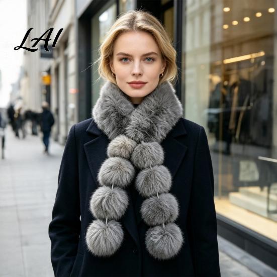 Winter Warm Scarf for Women Faux Fur Scarf Neck Warmer with Magnetic Buckle Elegant Gift Draping Design Plush Long Soft Collar Cold Weather