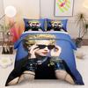 Modern Madonna Vintage Pop Star Portrait Blue 3-Piece Bedding Set, Easy Care Duvet Cover Set, Complete Bedding Set with Pillowcases