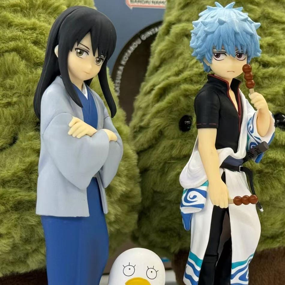 Original 14Cm Anime Gintama Figure Sakata Gintoki Katsura Kotarou Stand Anime Model Toys Gifts Collection Decoration Ornaments