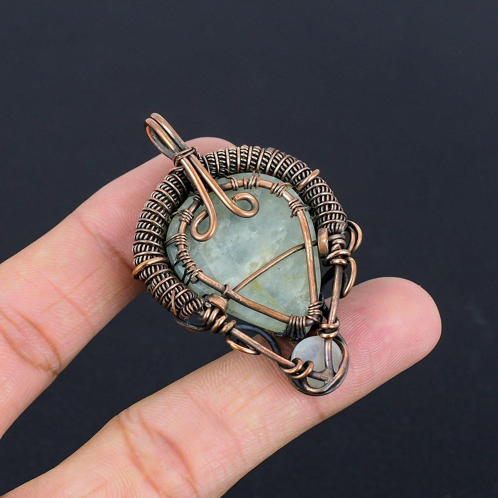Tree Of Life Aquamarine Gemstone Pendant 999 Copper Wire Wrapped Jewelry, Handmade Antique Pendant Jewelry, Gift For Mother