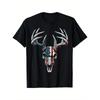 European Sizes Whitetail Deer Hunting - American Flag On Buck Skull Men's T-Shirt