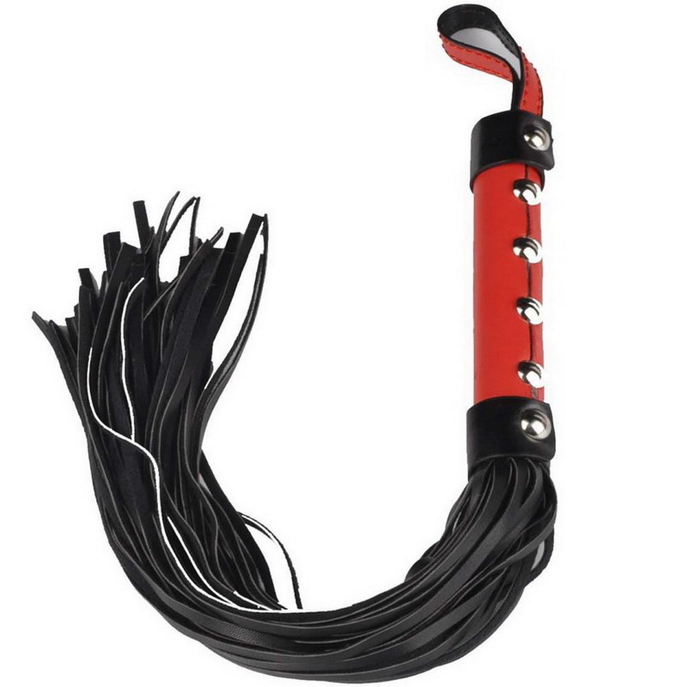 Erotické hračky Sexy Whip Black Lash Červená rukojeť pro hru pro dospělé PU Kůže Flirt Hračky Sexuální hračky Produkty Hraní rolí pro páry