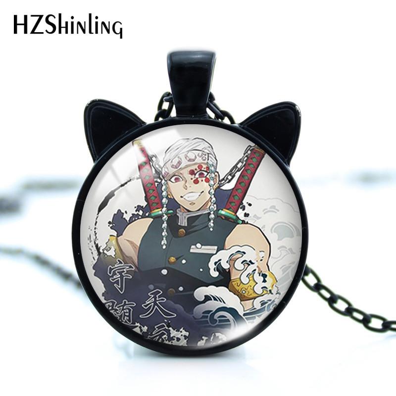 Unique Alloy Cat Ears Time Gem Necklace Featuring Nezuko And Tanjiro Design