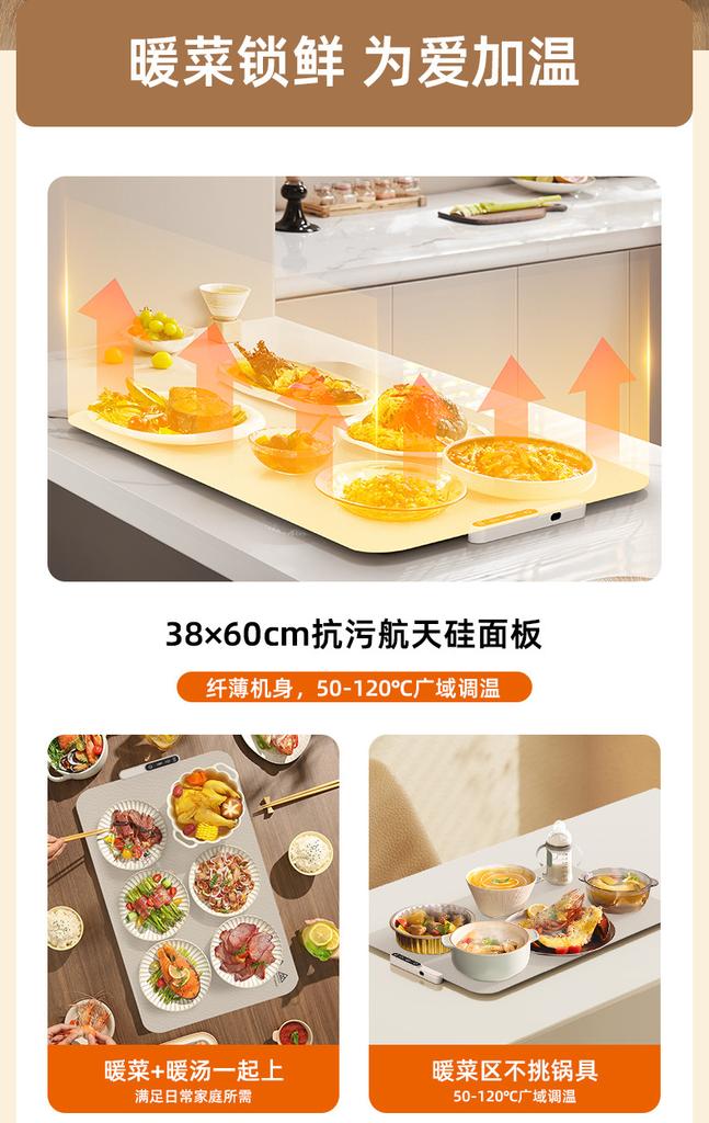 European standard food warmer plate, household heat preservation hot dish plate, silicone foldable heating food warming mat