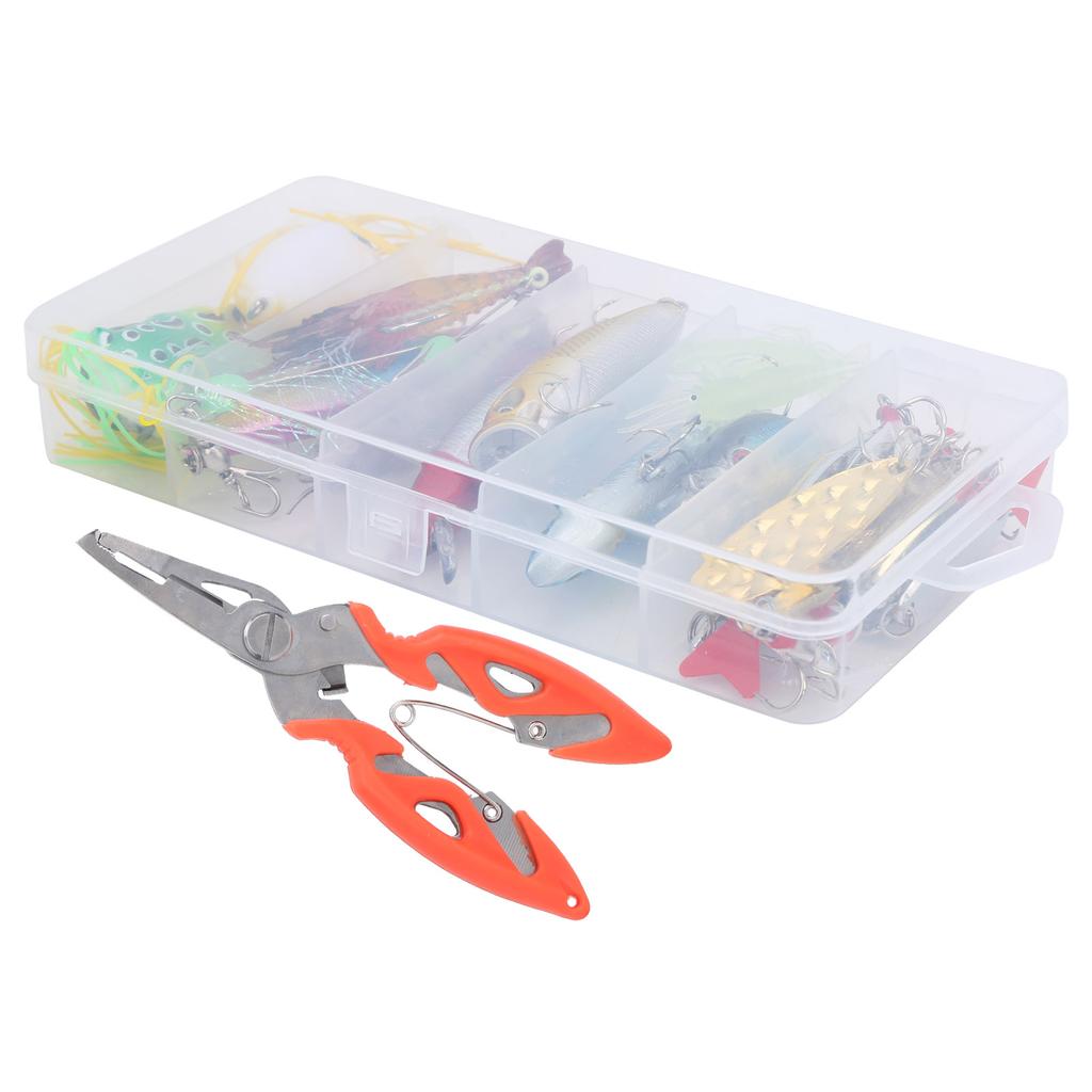 22Pcs Box Artificial Simulation Hard Soft Mixture Lure Bait Set with Plier Fishing Tackle