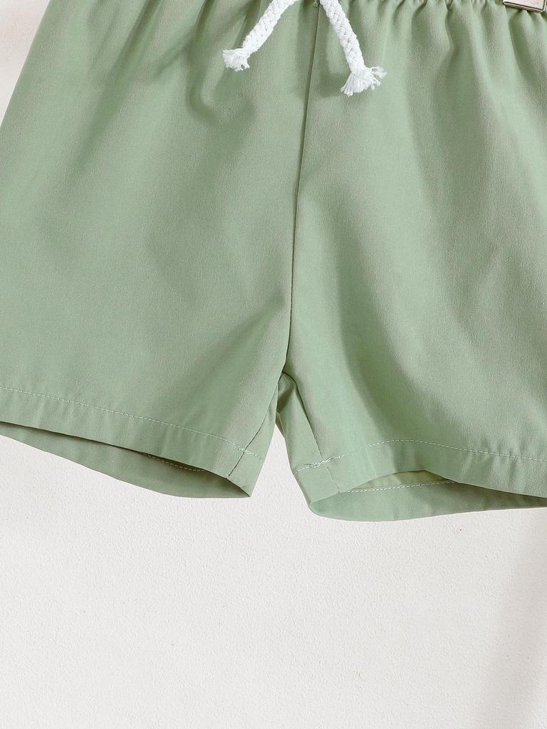 Boys' Tropical Leaf Print Shirt & Shorts 2Pcs Outfit