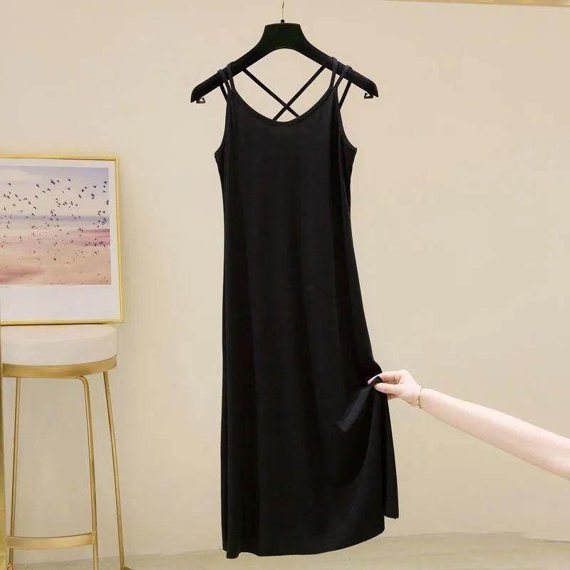 

Women s Summer Mid-Length Sleeveless Ribbed Ice Silk Plus Size Dress L [Recommended Weight 85-95 lbs]