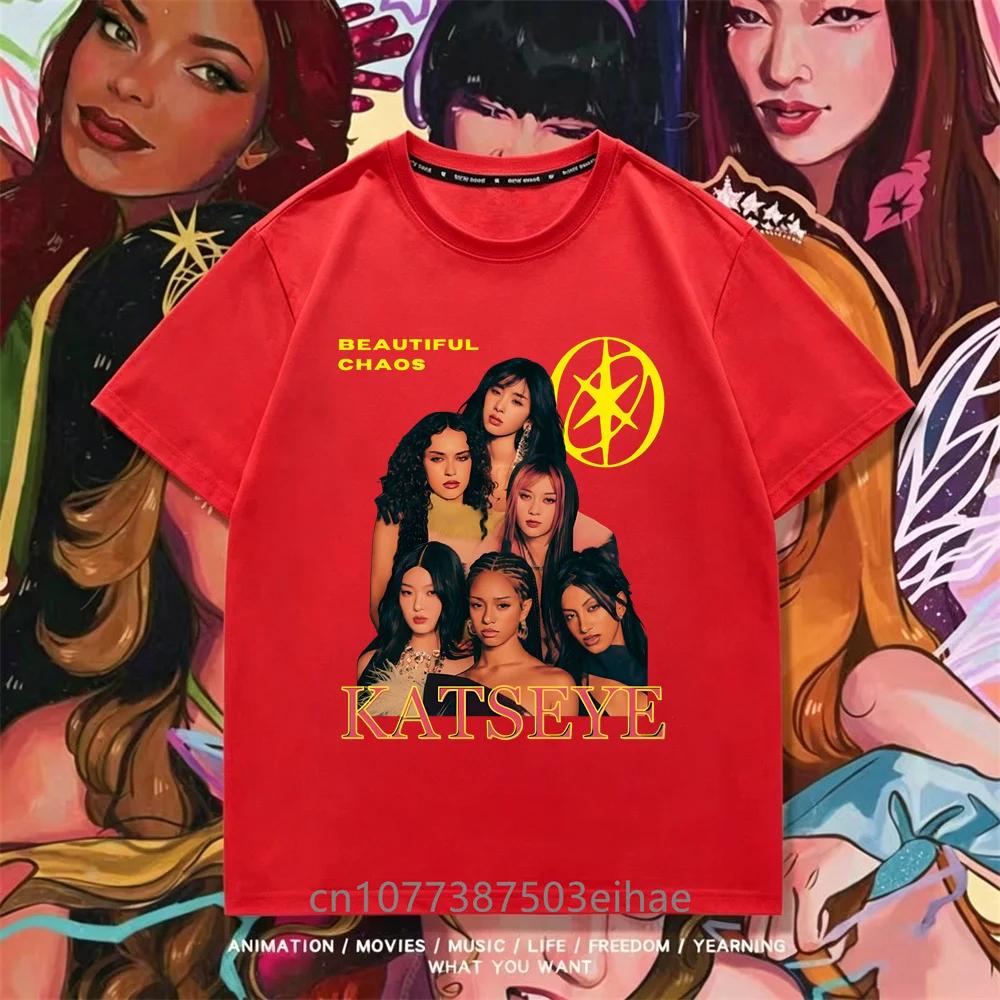 Katseye Kpop T Shirt Unisex Short Sleeve Top Boys Girls Megan Daniella Manon Lara Sofia Yunchae Idol Fan Collect Daily Clothes