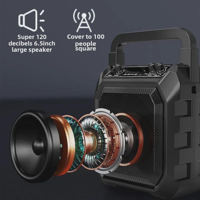 Portable Bluetooth Speaker with Microphone for Outdoor Square Dance, Karaoke, and High-Volume Use