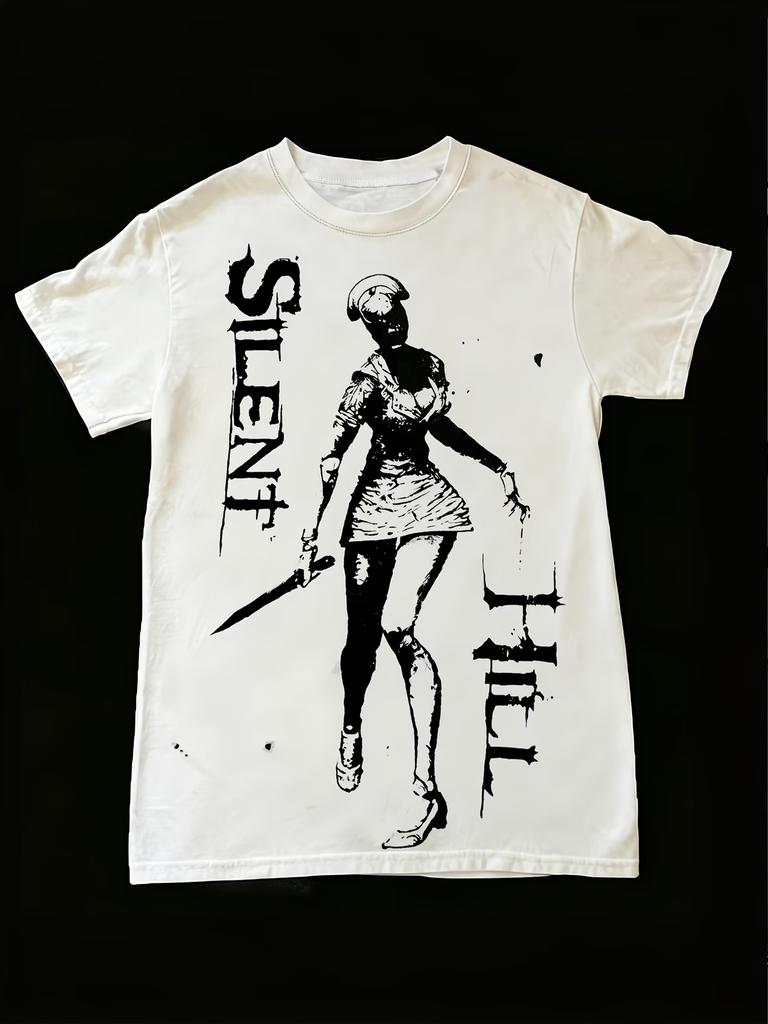 Maglietta Grafica Vintage Unisex Silent Hill Novità Punk Hip Hop Gotica Y2k Streetwear Classica Unisex Oversize Casual Trendy