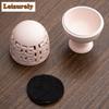 Zen Bean Style Incense Burner Hollow Ceramic High Foot Indoor Path Aroma Furnace Smoke Censer Holder Chinese Tearoom Decoration