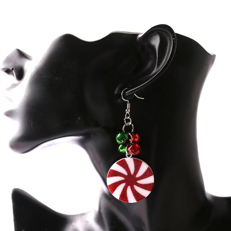 Round Pendant Bell Earrings for Girls, Fashionable Christmas Cute Cartoon Earrings Gift