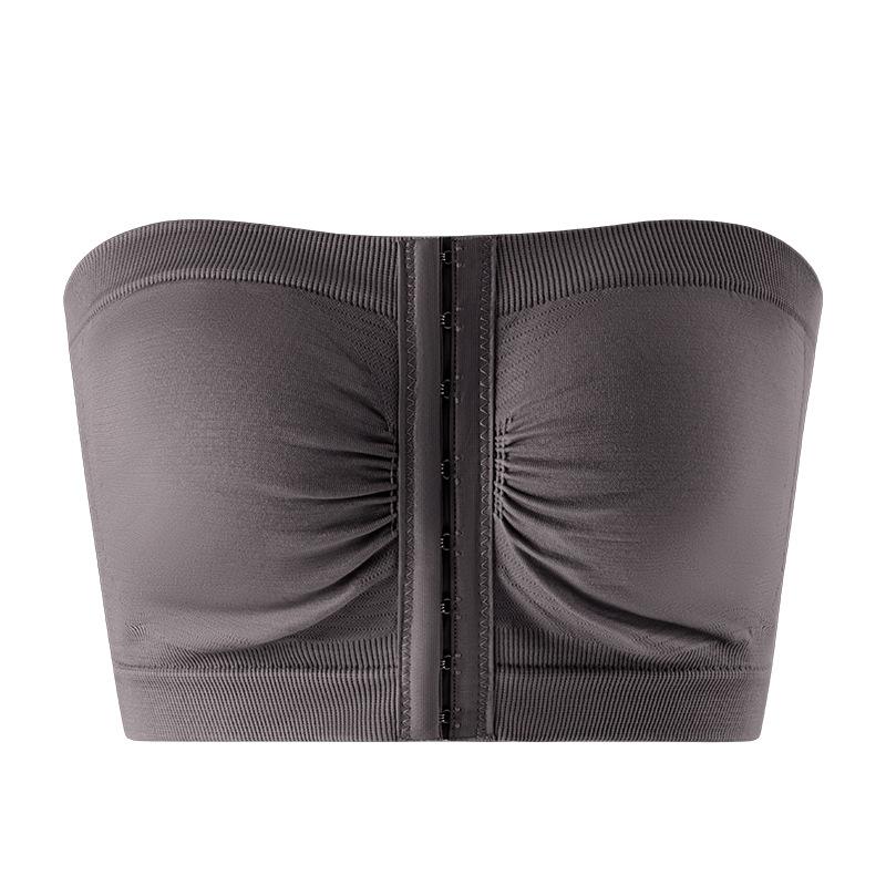 Plus Size Front Closure Strapless Bra S серый