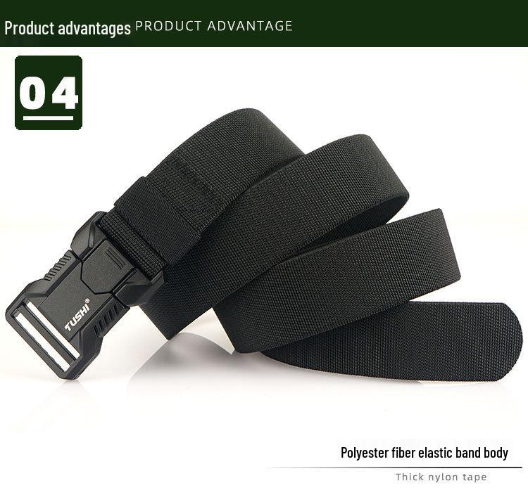 Men's Tactical Quick Release Stretch Belt with Aluminum Buckle for Outdoor and Casual Wear