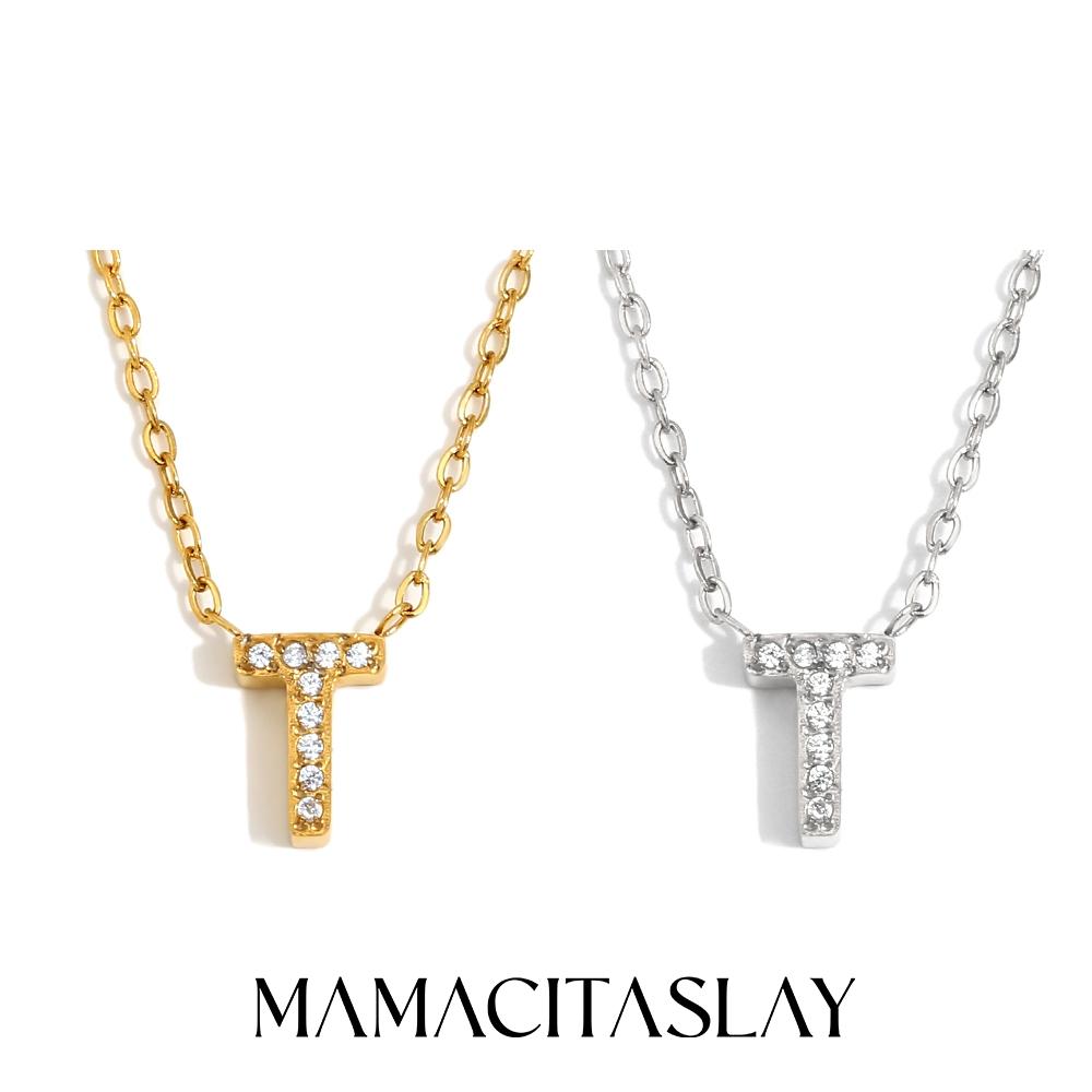 MamacitaSlay Classic 316L Stainless Steel Letter Necklace Waterproof 18K Gold Plated Jewelry Women's Elegant Neck Jewelry Gift