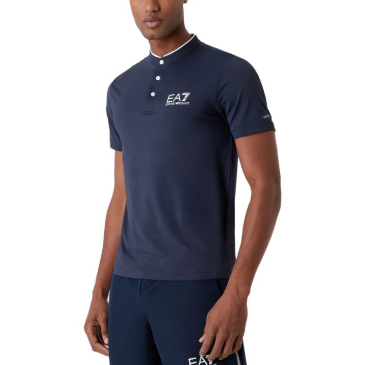 Emporio Armani EA7 FW23 Polo Shirt Men's Marine Blue 8NPT21-PJEMZ-1554